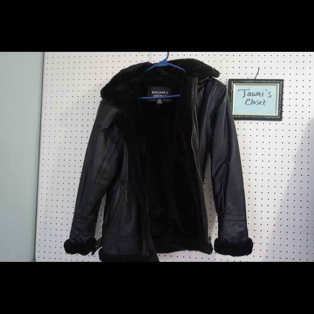 Reliable Source Fur-Lined 100% Leather Coat